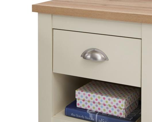 Lincoln Nightstand with 1 Drawer Cream & Oak Effect