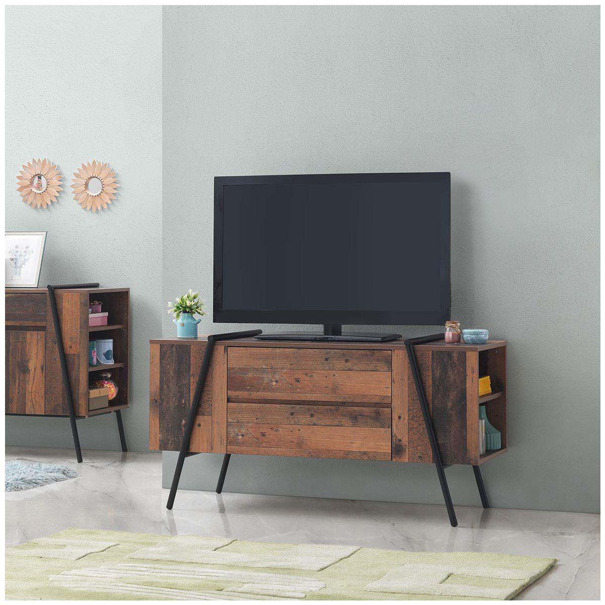 Burr TV Cabinet with 2 Drawers