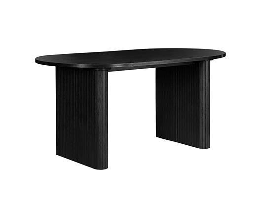 Axel Oval Fluted Dining Table with 2 Benches - Black
