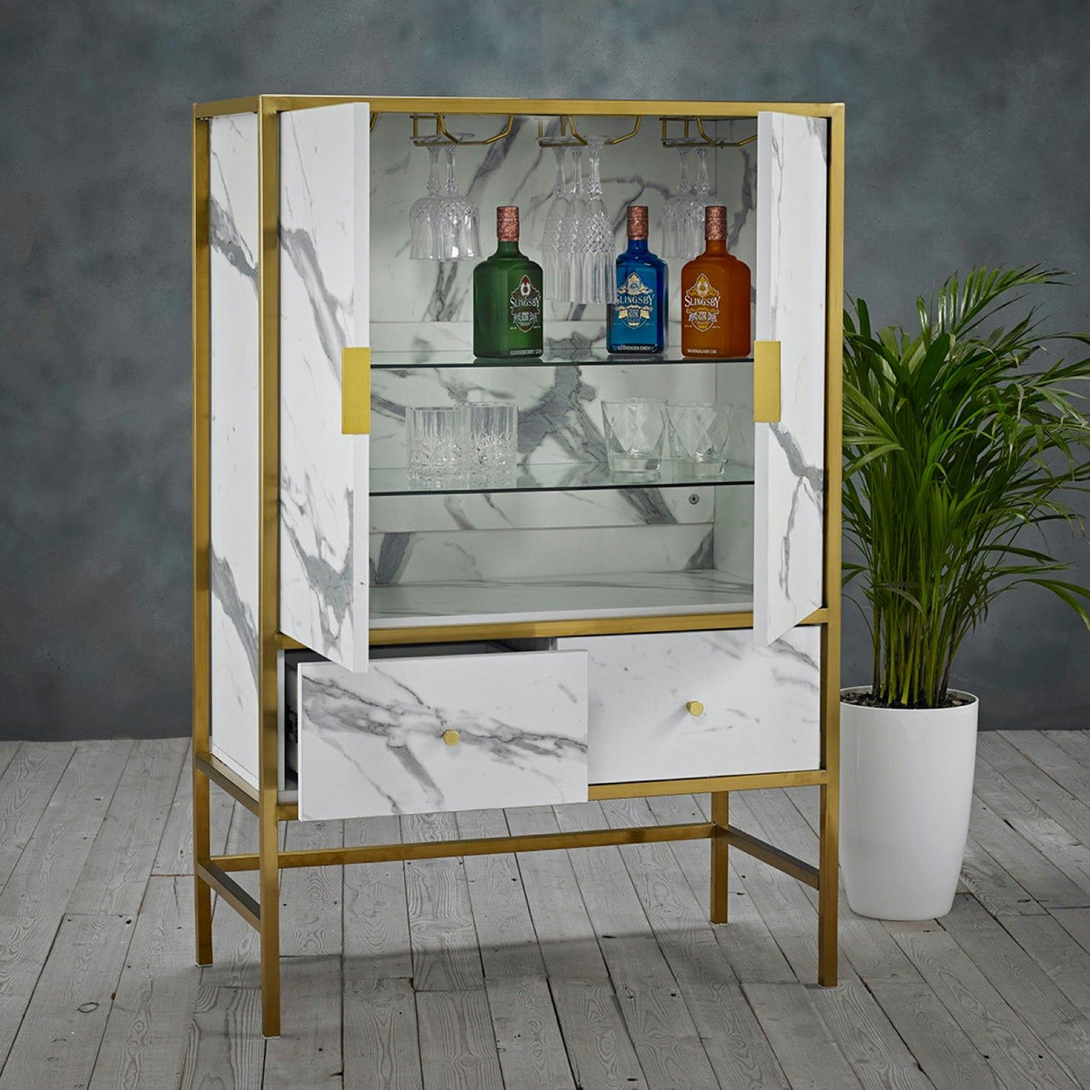 Maleia Drinks Cabinet White