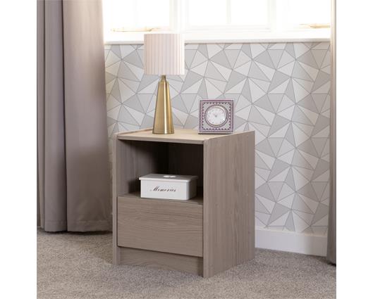 PARIS 1 DRAWER BEDSIDE - SMOKED ASH EFFECT