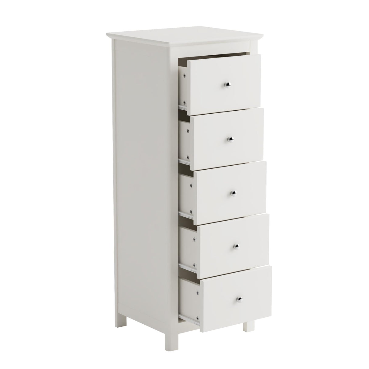 Nairn White 5 drawer narrow chest of drawers