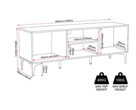 MIAMI 2 DOOR TV UNIT - OAK EFFECT/BLACK
