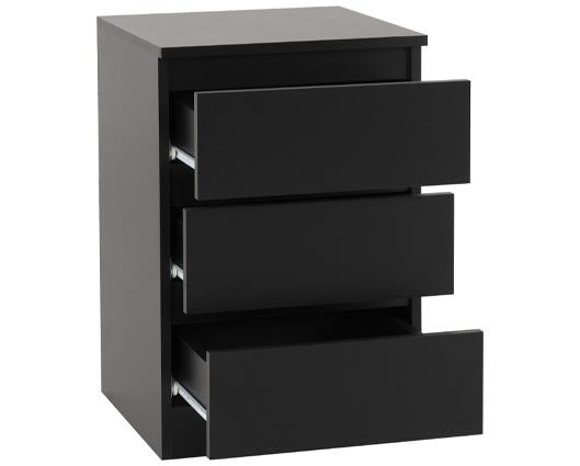 MALVERN 3 DRAWER BEDSIDE X2 - BLACK