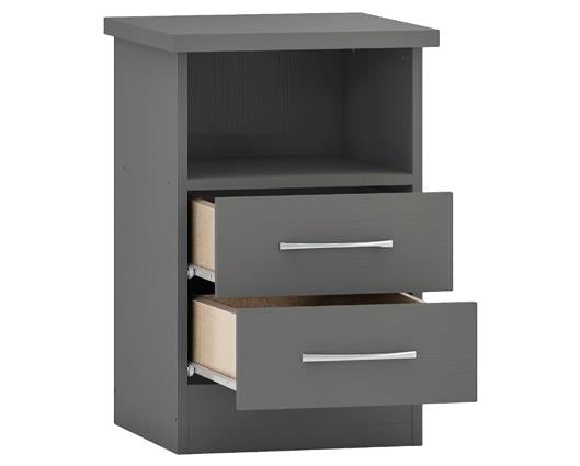 NEVADA 2 DRAWER BEDSIDE - 3D EFFECT GREY