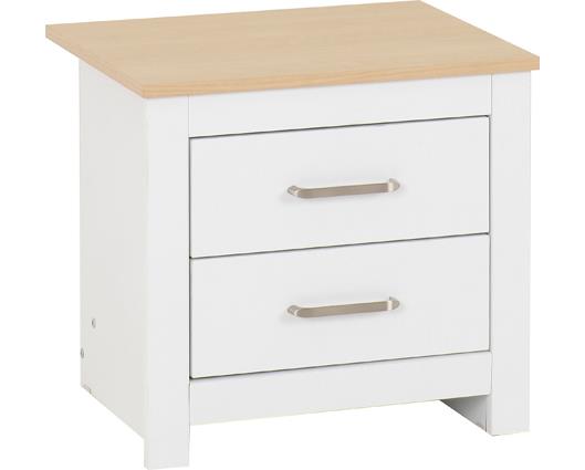 PORTLAND 2 DRAWER BEDSIDE - WHITE/OAK EFFECT
