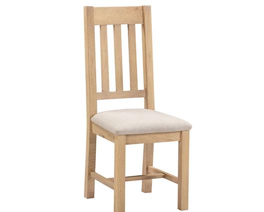 WINDSOR SLATTED DINING CHAIR (X2 PER BOX) - NATURAL OAK/OAT FABRIC