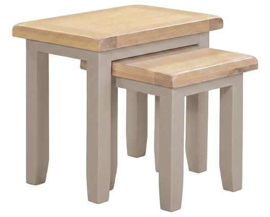 WINDSOR NEST OF 2 TABLES - PUTTY/OAK