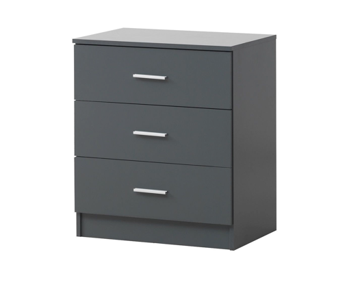3 Piece Bedroom Set 3 Drawer-Dark Grey
