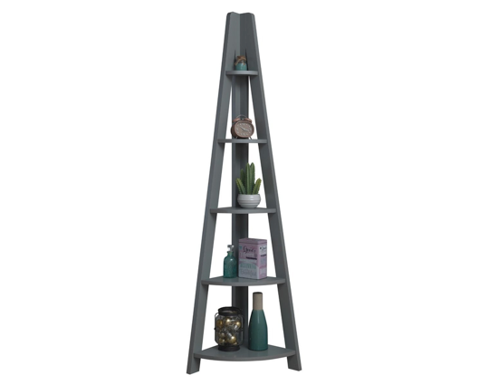 Corner Ladder Bookcase-Dark Grey