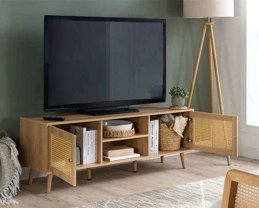Croxley Rattan Large TV Unit - Oak