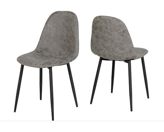 HAMILTON & ATHENS MEDIUM DINING SET (X4 CHAIRS) - MEDIUM OAK EFFECT/GREY FAUX LEATHER