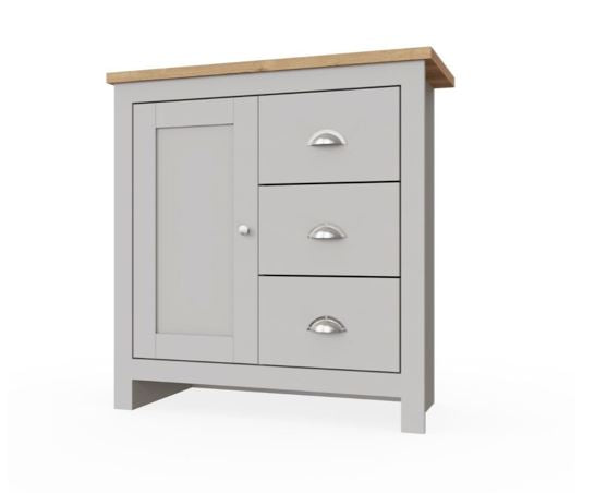 Lincoln 1 Door 3 Drawer Sideboard- Light Grey