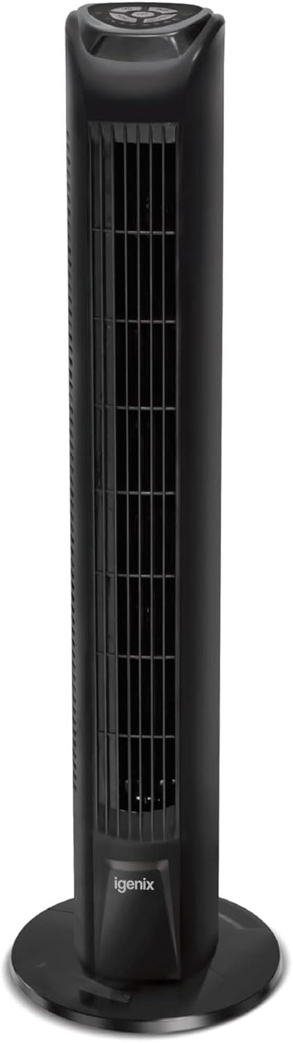 Igenix 30" Tower Fan with 7 Hour Timer and Remote Control - Black