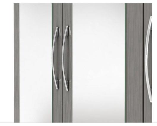 NEVADA 4 DOOR 2 DRAWER WARDROBE - 3D EFFECT GREY