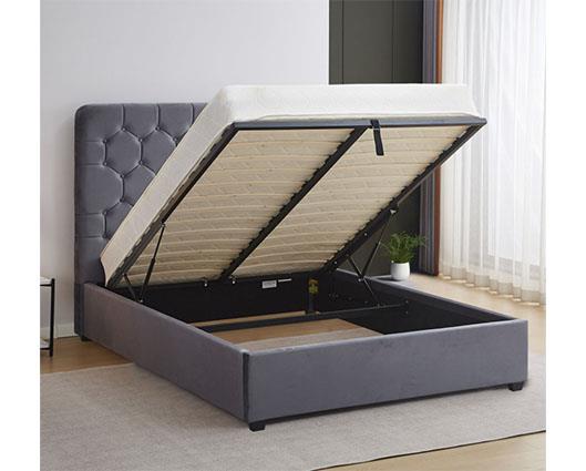 MADISON 5' OTTOMAN BED - GREY VELVET FABRIC