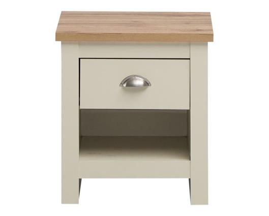 Lincoln Nightstand with 1 Drawer Cream & Oak Effect