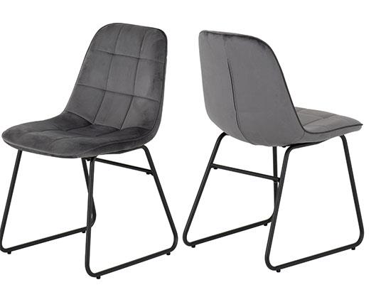 ATHENS RECT & LUKAS DINING SET (X4 CHAIRS) - CONCRETE/GREY VELVET