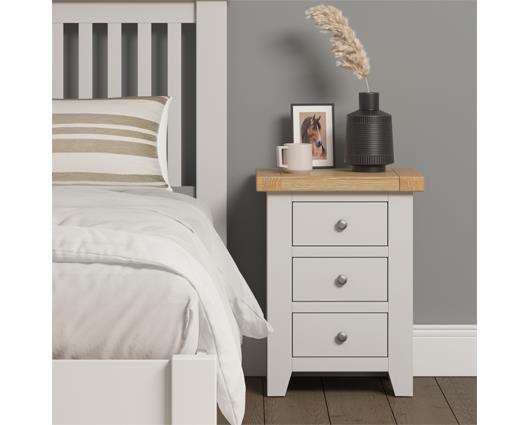 WINDSOR 3 DRAWER BEDSIDE - IVORY/OAK