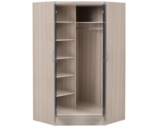 NEVADA 2 DOOR CORNER WARDROBE - GREY GLOSS/LIGHT OAK EFFECT VENEER
