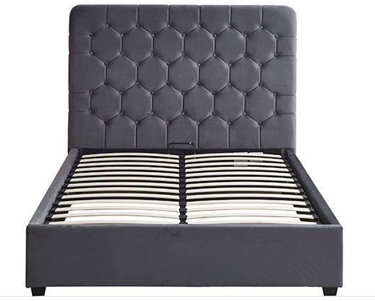 MADISON 5' OTTOMAN BED - GREY VELVET FABRIC