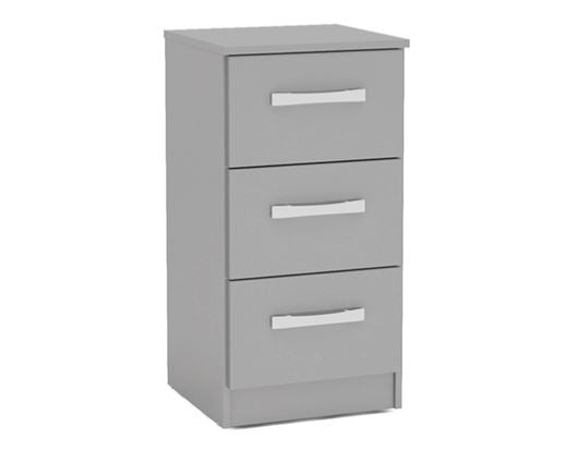 Larz 3 Drawer Bedside-Grey