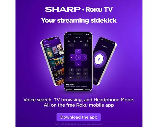 SHARP 1T-C32HD2725KB Roku TV 32" Smart HD Ready HDR LED TV