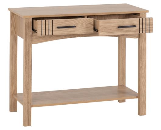 TESSA 2 DRAWER CONSOLE TABLE - NATURAL OAK EFFECT