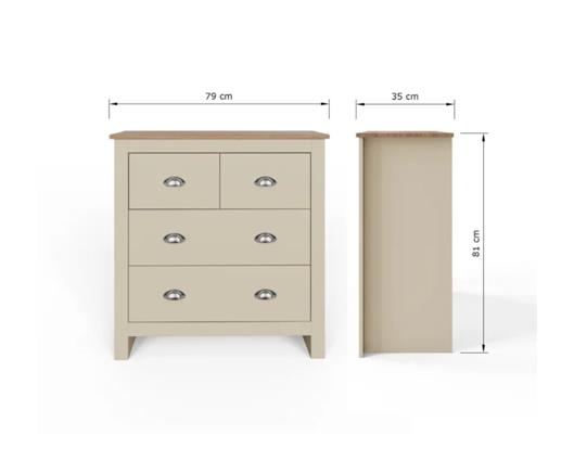 Lachlan 2+2 Drawer Chest- Cream
