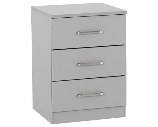 DAKOTA 3 DRAWER BEDSIDE - LIGHT GREY