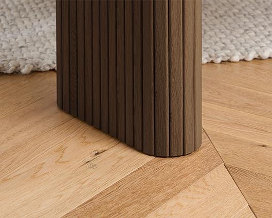 Axel Oval Fluted Dining Table with 2 Benches - Walnut