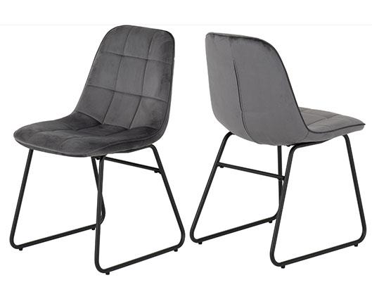 QUEBEC STRAIGHT & LUKAS DINING SET (X4 CHAIRS) - MEDIUM OAK EFFECT/GREY VELVET