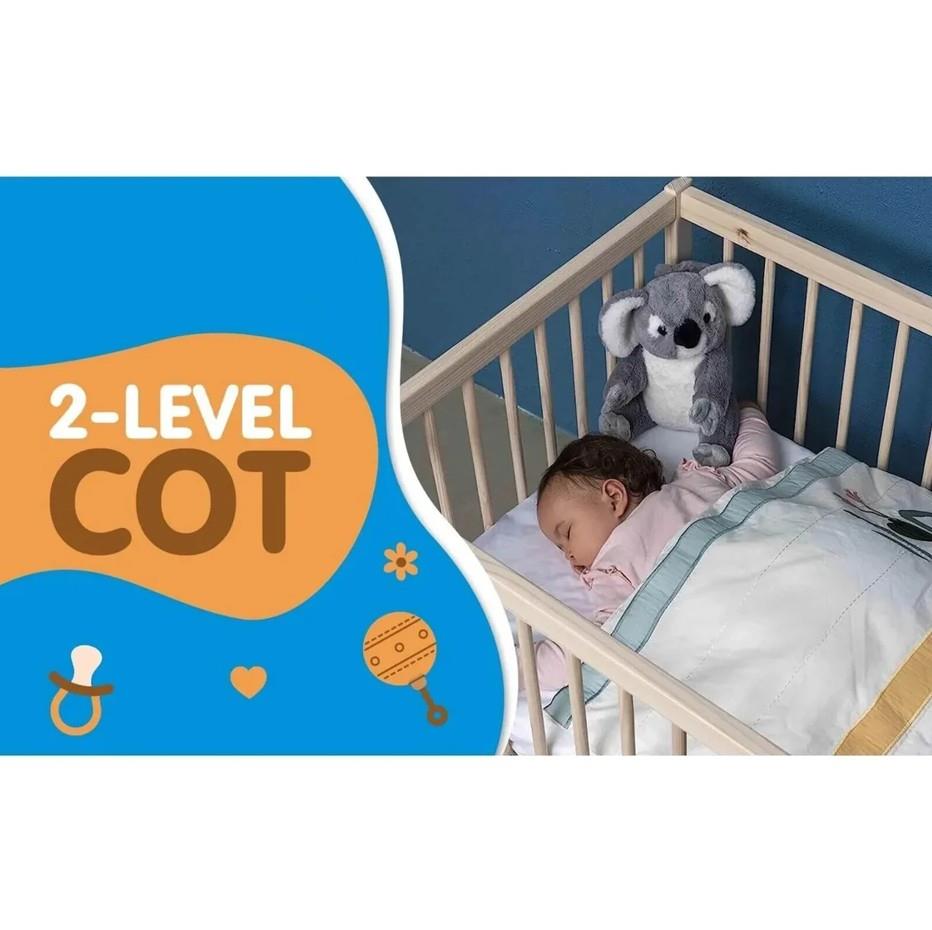 Ella Wooden Cot - 120 x 60 with Fibre Cot Mattress