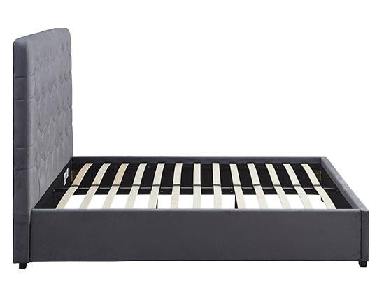 MADISON 4'6" BED - GREY VELVET FABRIC