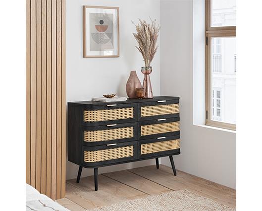 Noah 6 Drawer Chest - Black