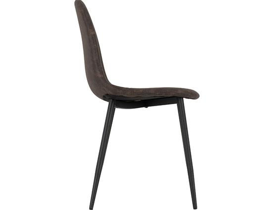 MARLOW & ATHENS DINING SET (X4 CHAIRS) - BLACK MARBLE/BROWN FAUX LEATHER