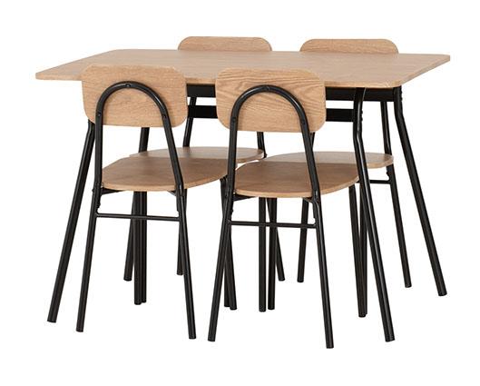 WARREN 1+4 DINING SET - RUSSET OAK EFFECT/BLACK