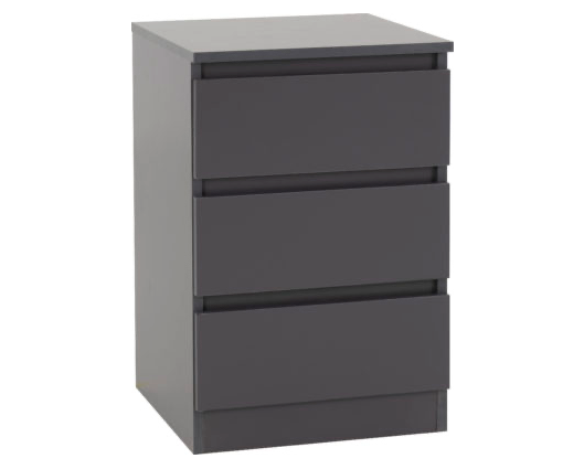 Marcus 3 Drawer Bedside - Grey