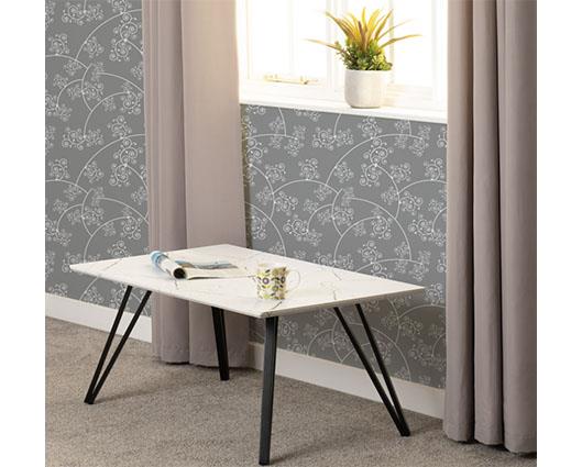MARLOW COFFEE TABLE - WHITE MARBLE EFFECT