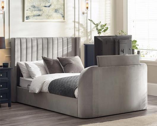 Clara Side Lift Ottoman TV Bed Light Grey - King
