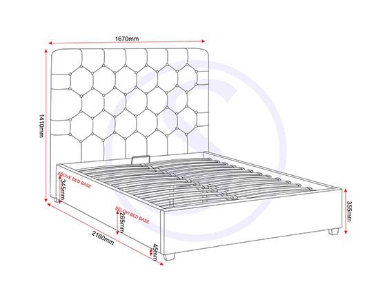 MADISON 5' OTTOMAN BED - GREY VELVET FABRIC