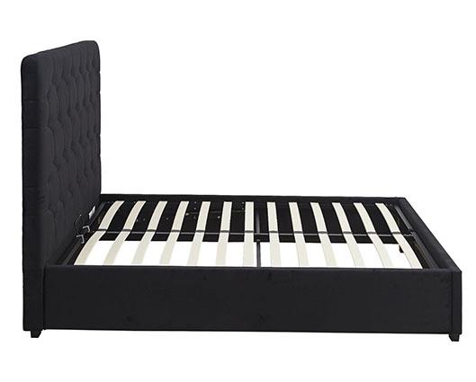 MADISON 4'6" OTTOMAN BED - BLACK VELVET FABRIC