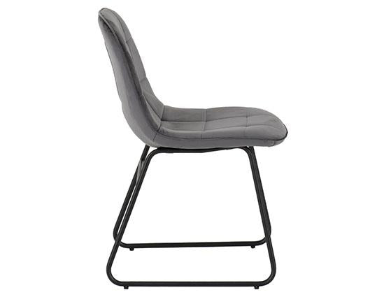 MARLOW & LUKAS DINING SET (X4 CHAIRS) - WHITE MARBLE/GREY VELVET