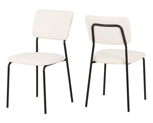 MARLOW & SHELDON DINING SET (X4 CHAIRS) - WHITE MARBLE/IVORY BOUCLE FABRIC