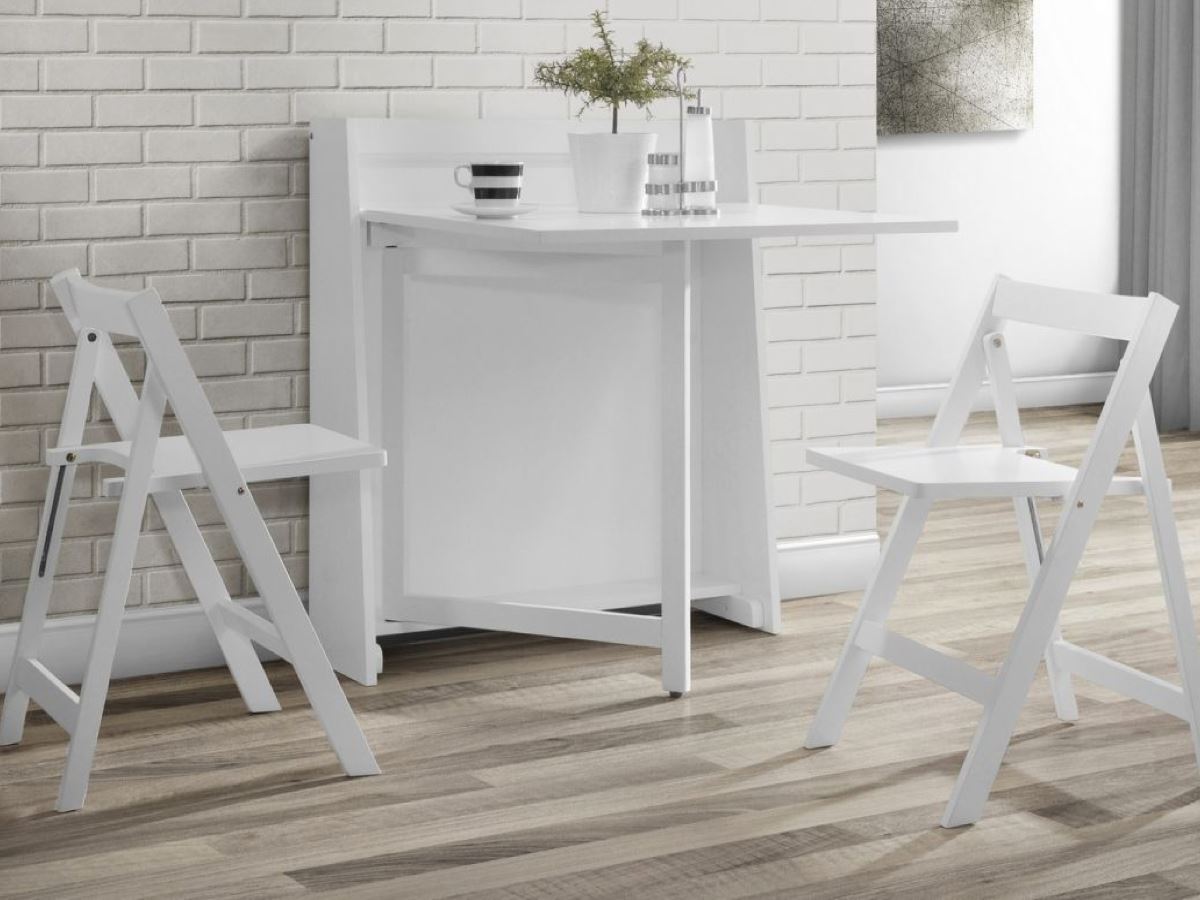 Compact Folding White Lacquered Finish