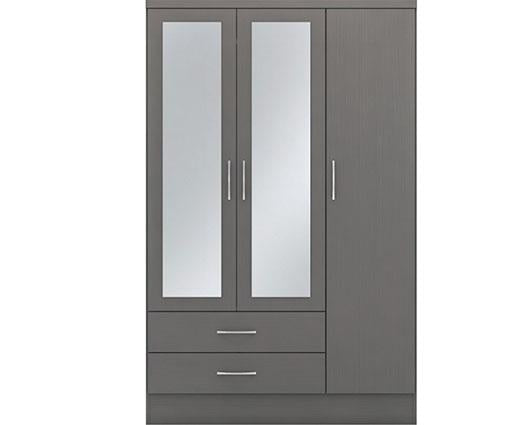 NEVADA 3 DOOR 2 DRAWER WARDROBE - 3D EFFECT GREY