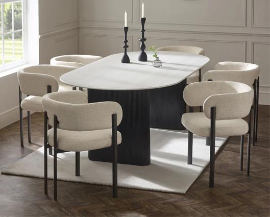 Bolivia Oval Dining Table White & Black
