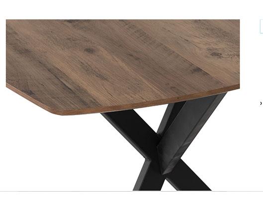 ATHENS RECT & LUKAS DINING SET (X4 CHAIRS) - MEDIUM OAK EFFECT/SAPPHIRE BLUE VELVET