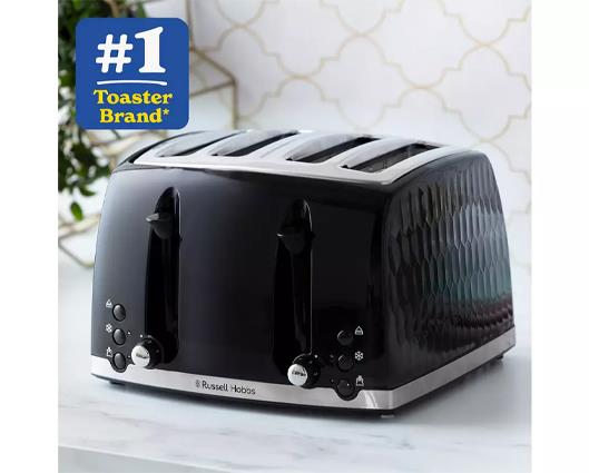 Russell Hobbs Honeycomb 4 Slice Toaster - Black