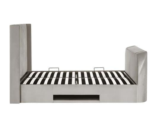 Clara Side Lift Ottoman TV Bed Light Grey - King